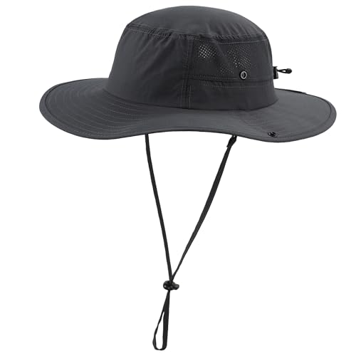 Image of Home Prefer UPF50+ Mens Sun Hat Wide Brim Womens UV Protection Beach Bucket Hat for Fishing Hiking Snap Up Cowboy Hat
