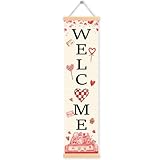 BKDJPC Valentine's Day Banner Decor, Welcome Canvas Banner Decor, Valentine...