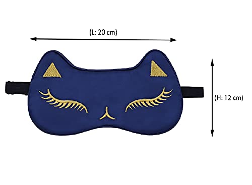 Image of Jenna Sleep Eye Mask with Super Smooth And Adjustable Strap- Super Soft & Cozy, Blindfold and Travelling (Silk Flamingo Blue Gel)