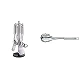 WMF Profi Plus Küchenhelfer Set 7-teilig, Ständer mit 6 Helfern, Schöpflöffel, Schaumlöffel & Profi Plus Spaghettilöffel 32 cm, Cromargan Edelstahl teilmattiert WMF Profi Plus Küchenhelfer Set 7-teilig, Ständer mit 6 Helfern, Schöpflöffel, Schaumlöffel & Profi Plus Spaghettilöffel 32 cm, Cromargan Edelstahl teilmattiert