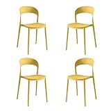 eacommerce | Sedia impilabile da cucina | Polipropilene 40x39x78 cm | Leggera, facile da pulire, design ergonomico | Adatta per interni ed esterni, resistente e versatile (Set 4 Sedie, Senape)