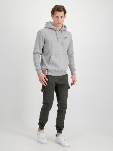 Alpha Industries Basic Hoody Small Logo Kapuzensweat für Herren Grey Heather – Ansicht 4