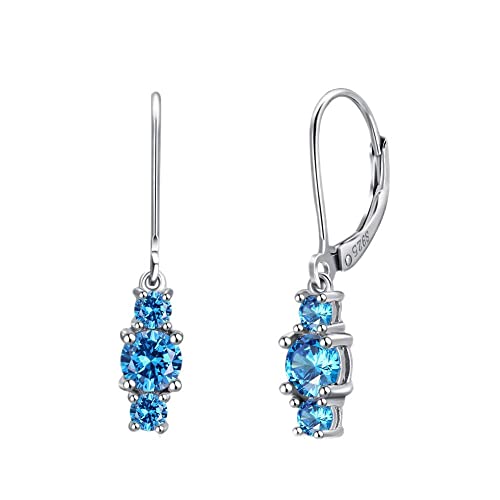 Boucles d'oreilles argent 925 anti-allergie avec zircon bleu