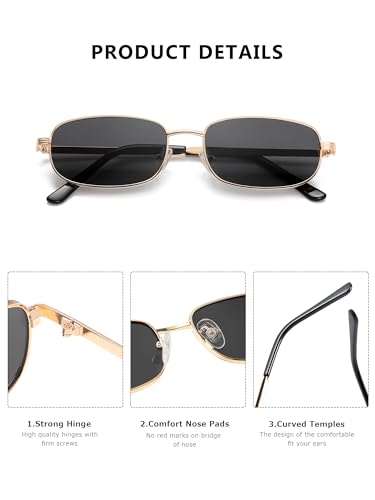 Small Y2k Narrow Rectangle Sunglasses Womens Mens Retro 90s Skinny Sunnies3