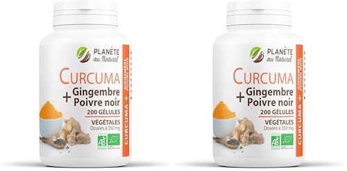 Curcuma Gingembre Poivre Noir Bio compléments alimentaires 400 gélules