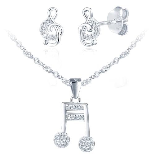 Colgante música plata y aretes de notas musicales para el día a día en la oficina