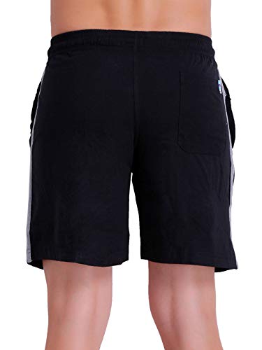 Image of T.T. Cotton Blend Shorts for Men | Regular Fit | Elasticated & Zipper | 2 Sided Pockets & 1 Back Pocket | Solid | Above Knee Length Bermuda Short | Ideal for Casual Outings