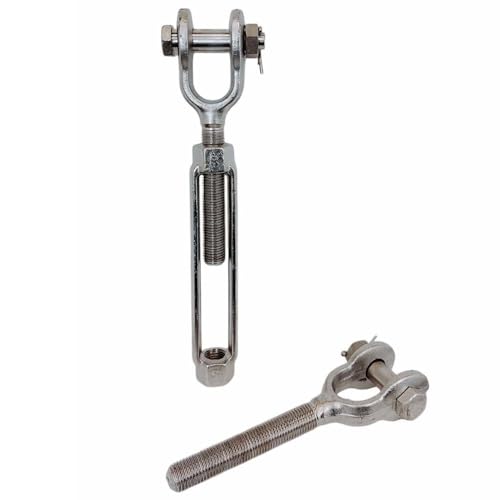 Tensores Quijada de acero inoxidable T316 5/16" x 4-1/2" forjado en caliente, capacidad de carga 800 lb, para uso marino y cables miniatura 5