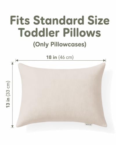 Image of Toddler Pillowcases for 13 inchx18 inch Pillow 2 Pack, Muslin Small Toddler Baby Kids Travel Pillow Covers for Boys Girls with Envelope Closure (Beige & Pale Yellow, 13 x 18 Inch)