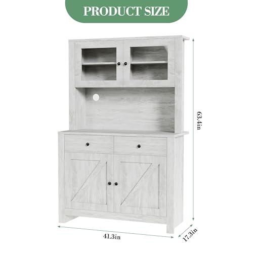 Image of IDEALHOUSE Modern Kitchen Pantry Cabinet, Microwave Storage Stand, Engineered Wood Food Organizer Cabinet with Multi Compartments, for Home Kitchen Dining Area, Gray
