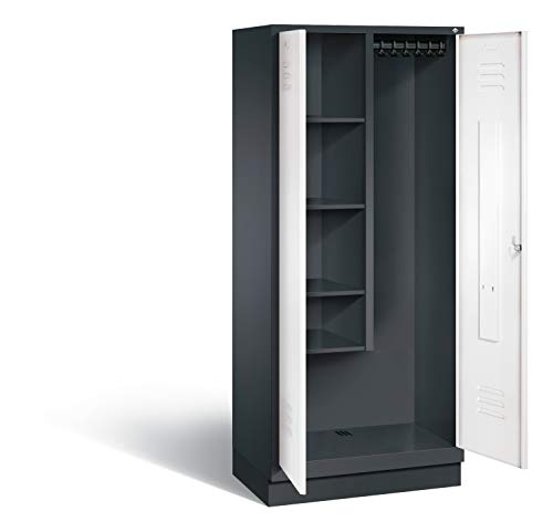 Preisvergleich Produktbild Putzmittel-Spind Classic auf Sockel, 2 Abteile, H1850xB810xT500mm