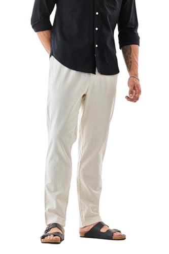 Image of SNITCH Men Trousers | Slim Fit Mid Rise Solid Design | Rayon Blend with Medium Stretch & Smooth Texture | Button & Zip Closure for Casual & Office Wear