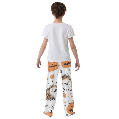 Hedgehog Pumpkin Boys Long Pants Soft Trousers Elastic Waist Kids Lounge Bottoms with Pockets S-XL3