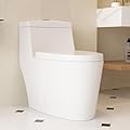 DeerValley Elongated One-Piece Toilet, Dual Flushing Toilet with 17" ADA Comfortable Chair Seat, 0.8/1.28 GPF High-Efficiency Modern Toilet, White Toilet Bowl For 12" Rough-In