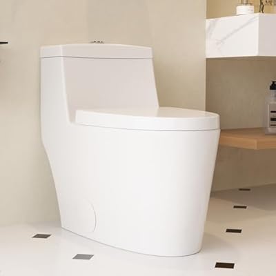 DeerValley Elongated One-Piece Toilet, Dual Flushing Toilet with 17" ADA Comfortable Chair Seat, 0.8/1.28 GPF High-Efficiency Modern Toilet, White Toilet Bowl For 12" Rough-In