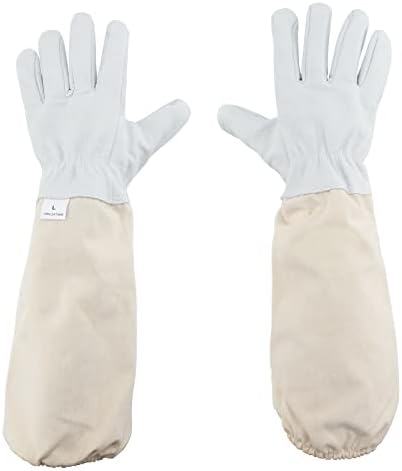 KINGLAKE Beekeeping Gloves Goatskin Large Protective Gloves for Beekeeper with Vented Sleeves, L