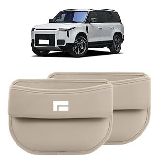 2PCS Nappa leather Car Seat Gap Filler Organizer Fit for ROX 01 2024 2025 Accessories Premium Leather Car Seat Storage Box for Phone Glasses Keys and Cards (Beige)
