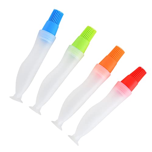 FUNOMOCYA Multifunctional Oil Bottle Brush 4pcs Set Bbq Brush for Kitchen Silicone Oil for Container Easy Cleaning Dishwasher Safe Compact for Storage