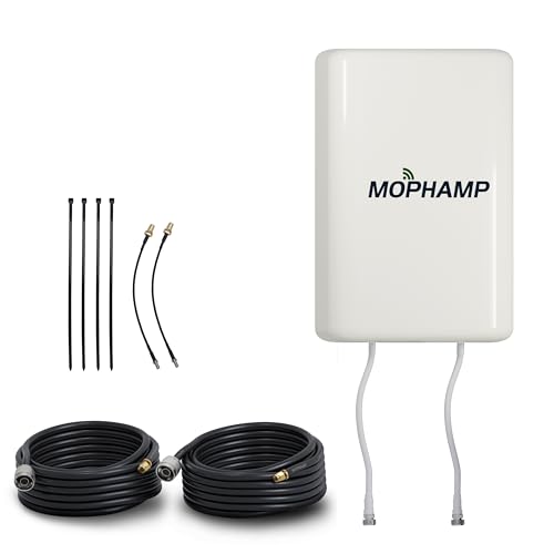 Mophamp Antenna a pannello MIMO 4G 5G per esterni con doppio cavo da 9,8 m e adattatori SMA-TS9, funziona con router, modem, hotspot | Kit standard