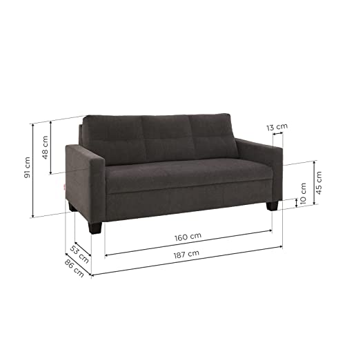 Image of Duroflex Ease - 5 Seater Sofa, 3+2 Sofa Set | Premium Fabric, High Comfort Foam, Durable Termite-Resistant Wooden Frame & Easy Maintenance | 3-Year Warranty - Grey