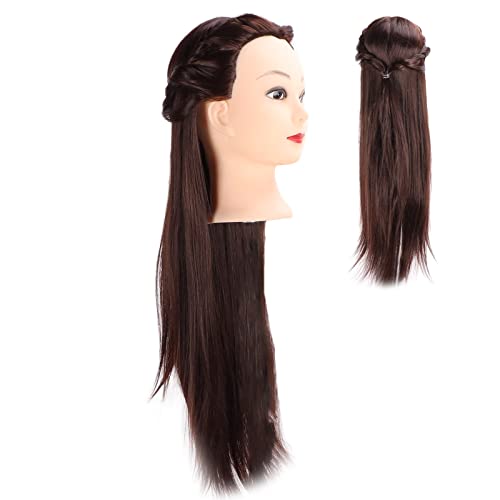 Review de Peluquería cabezas prácticas comprados en linea. 33 Cabeza de Maniquí de Pelo Cabello Recto Sintético de Alta Temperatura Peluquería Corte de Pelo Práctica Cabeza de Maniquí Trenzado de Cabello Práctica Cabeza de Maniquí