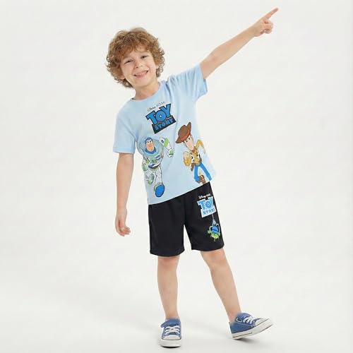 Image of Disney Toy Story Woody Buzz Lightyear Boys Short Sleeve T-Shirt and Shorts Set for Toddler Little to Big Kids