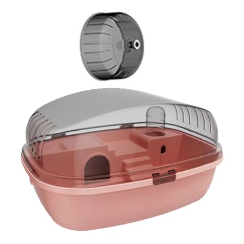 大型ハムスターケージ ウサギ ラット 透明 ハリネズミ ポータブル ハムスター 生息地 ピンク 35.5x27.5x20cm