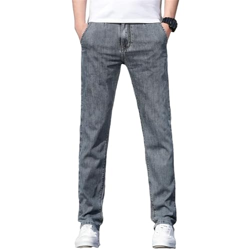 Men's Loose Stretch Jeans Fashion Casual High Waist Straight-Leg Denim with Pockets