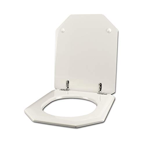 Toilettensitz für Geberit Sphinx Mycene 22, weiß, verchromtes Scharnier, normal oder langsam, Soft Close