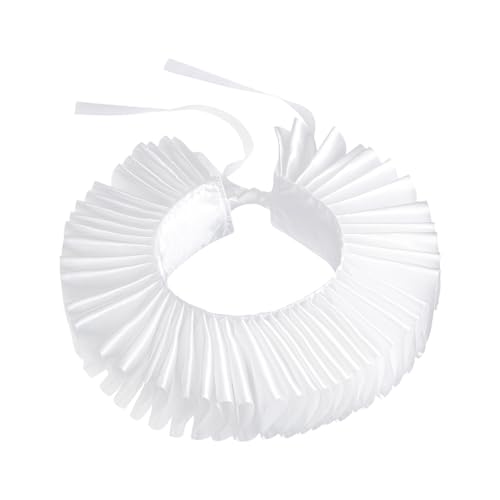 Durlo Womens Renaissance Elizabethan Ruffled Collar Chiffon Retro Clown Neck RuffWhite