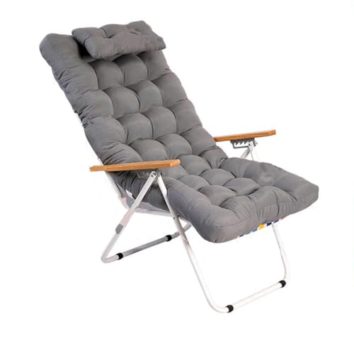 VIGIVISION Cojín Tumbona Reclinable con Almohada Reposacabeza, Cojines para Silla de Jardin, Cojines de tumbonas (Gris, 120X55CM)