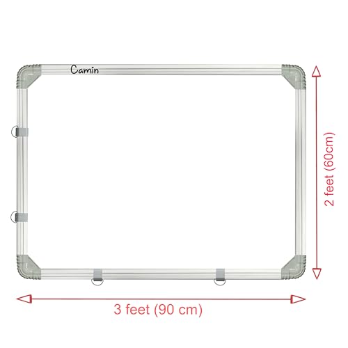 Image of Camin Melamine Whiteboard Non Magnetic 2X3 Feet Double Sided White Board & Chalk Board Both Side Writing Boards,One Side White Marker & Reverse Side Chalk Board Surface (2X3 Feet)