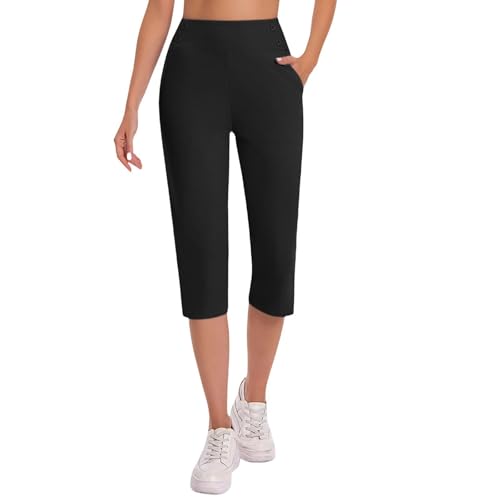 Capri Pants for Women Dressy Casual Stretch Work Capris Straight Leg Golf Dress Pant Summer Cropped Trousers4