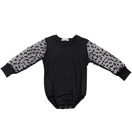Image of QLIyang Newborn Toddler Baby Girl Lace Sleeve Bodysuit Romper Jumpsuit Outfit Casual Infant Clothes 6-12M
