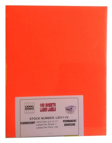 Fluorescent Red Laser Labels, 8.5