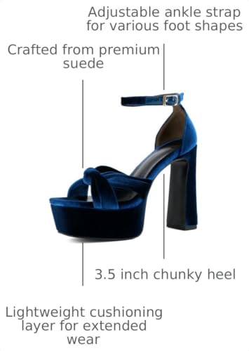 Image of ZBOT Women's Bow Knot Platform Heels Square Toe Open Toe Chunky Heel Sandals Ankle Straps-Perfect for Prom, Weddings, and Dates