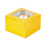 Yellow Cupcake Boxes with Window and Insert - 12 ct