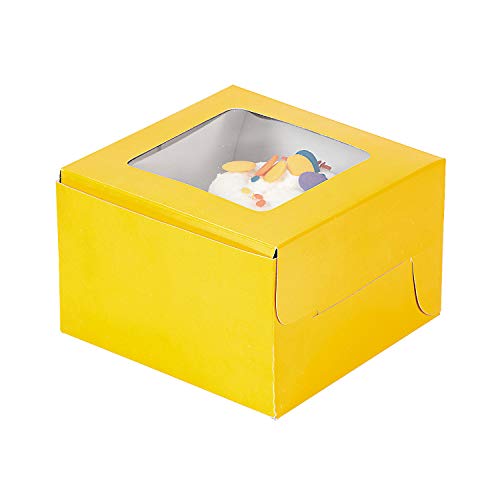 Yellow Cupcake Boxes with Window and Insert - 12 ct