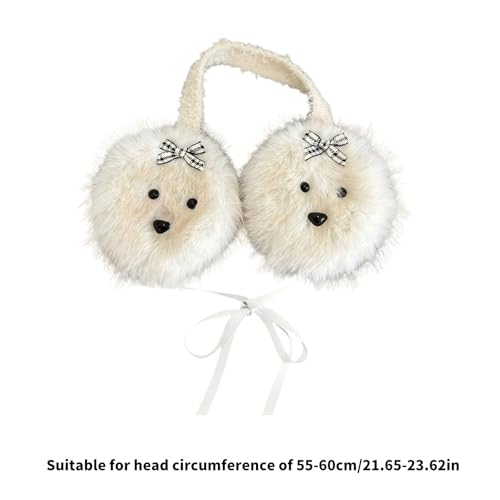 Furry Plush Cartoon Dog Earmuffs For Cold Weather Outdoor Winter Activity Ear Covers Bowknot Ear Protectors For Student3