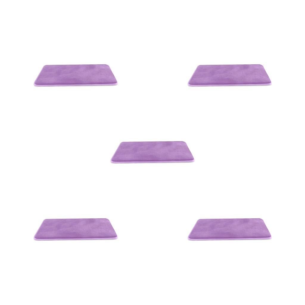 Set di 5 tappetini da bagno in memory foam, antiscivolo, assorbenti, 50 x 80 cm, colore: viola