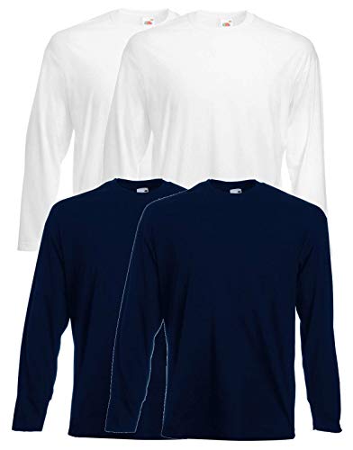 Fruit of the Loom 4 T Shirt Longsleeve M L XL XXL Langarm Verschiedene Farbsets auswählbar (XXL, Farbset 2)