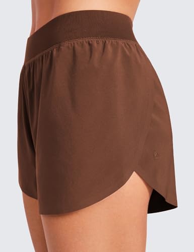 Image of CRZ YOGA Mid Waisted Split Running Shorts 4 inch | Mesh Liner, Quick Dry, Lightweight, for Women
