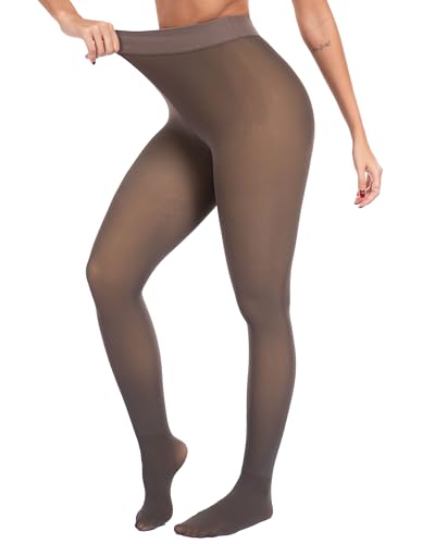 Image of ATHVOTAR Fleece Lined Winter Tights Women - Thermal Warm Opaque Pantyhose Thick Sheer Leggings