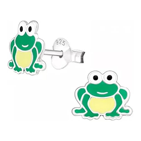Green Frog Earrings with Crystal Eyes 925 Sterling Silver Cover