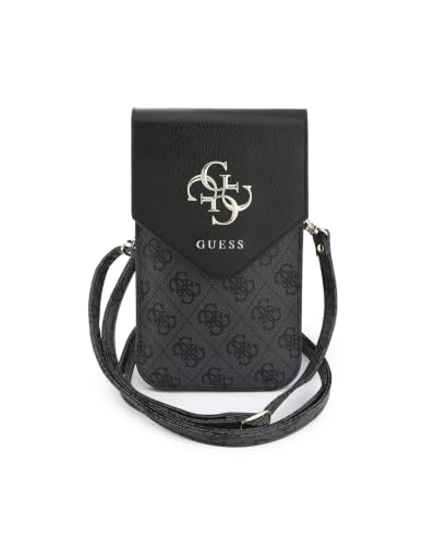 Image of CG MOBILE Guess Universal Wallet Crossbody Bag Official Licensed, Grained PU Leather with Classic Logo & Strap, Protective Smartphone Sling Pouch & Travel Shoulder Wallet Bag for Men & Women -Black