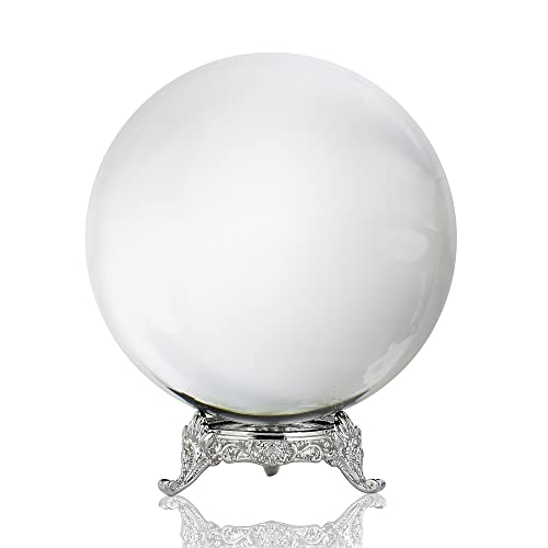 HDCRYSTALGIFTS 60mm 3D Clear Crystal Ball Figurine Gifts for Women Men Glass Transparent Crystal Ball with Stand Paperweights Glass Sphere Ball Ornaments Decor Gifts for Lovers