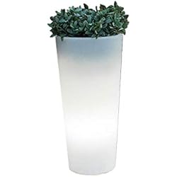 Maceteros Altos Con Luz Macetero con luz Led RGBW 60 cm y 80 cm solar y batería recargable (80 cm Solar + Batería)