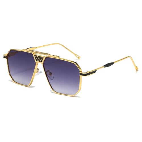 Lunettes de soleil rétro anti-UV400 en métal doré pour protéger vos yeux