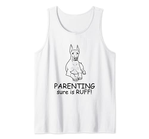 Dobberman Dog Love-r Cute Funny Dog Mom Tank Top, White, S