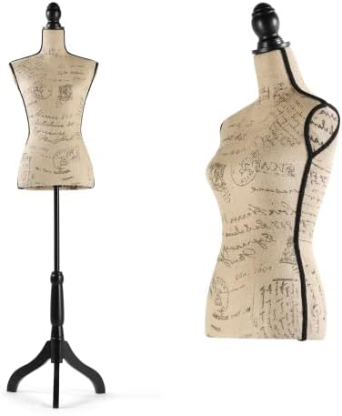 Encomle Dress Form Female Mannequin Torso, Height Adjustable Mannequin Body with Stand for Sewing, Display, Brown